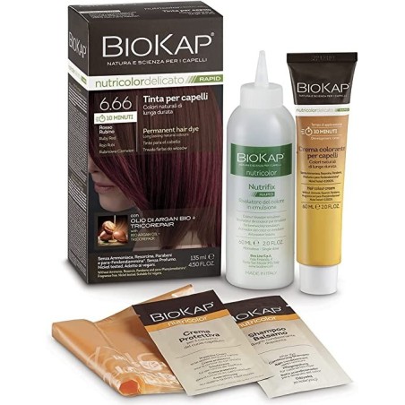 Biosline biokap nutricolor delicato rapid tinta 6.66 rosso rubino 135 ml 10 minuti