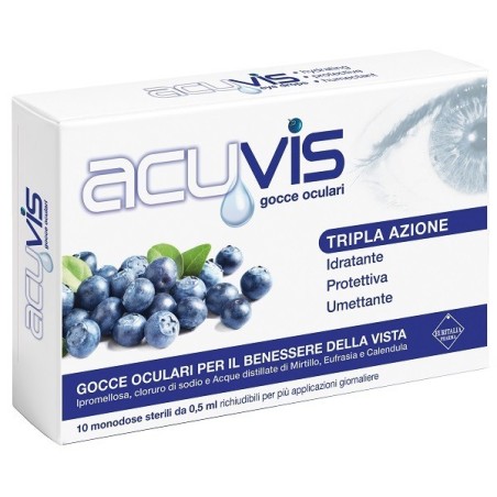 Acuvis Gocce Oculari 10fl  monodose a base di Mirtillo, Eufrasia e Calendula