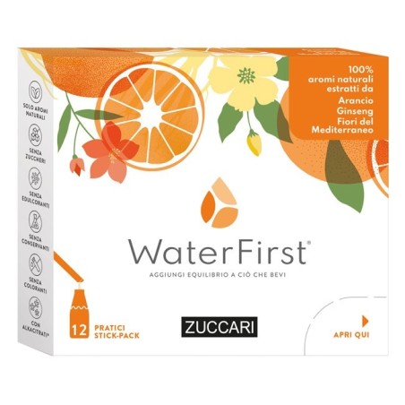 WaterFirst Bevanda Aromatizzata Arancio, Ginseng, Fiori del Mediterraneo