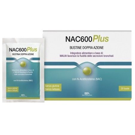 NAC600 Plus con N-Acetilcisteina 20 Bustine Gusto Arancia-Zeta Farmaceutici