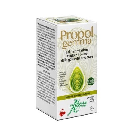 Propolgemma Bambini Aboca calma l'irritazione e riduce il dolore della gola e del cavo orale