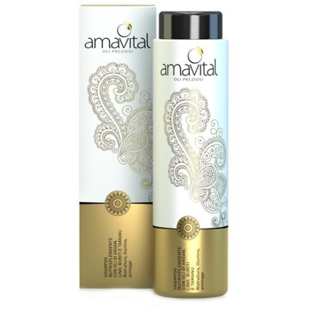 Amavital Shampoo Nutrisplendente con Oli di Argan, Lino, Buriti e Tamani.