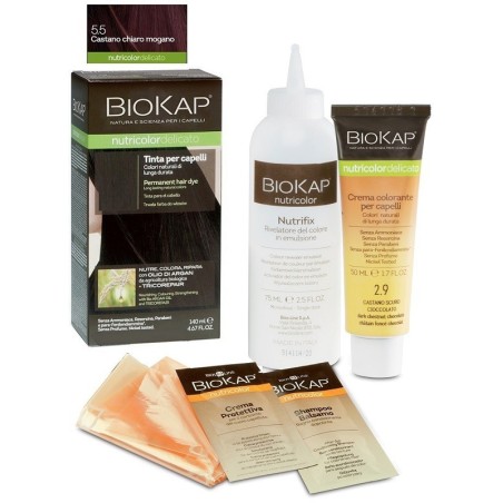 Tinta Delicato 5.5 Castano Chiaro Mogano-Biokap Nutricolor con olio di argan bio