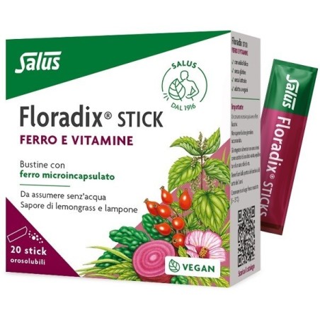 Salus Floradix 20 Bustine Stick Ferro e Vitamine senza acqua