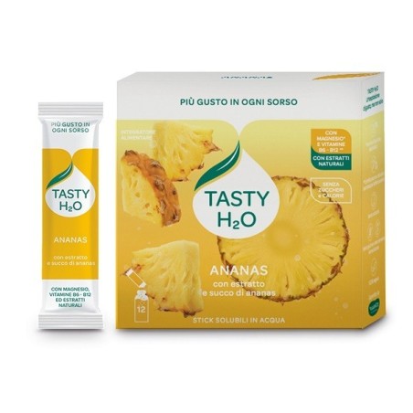 TASTY H2O 12 Solubili in Acqua con estratto e succo di Ananas senza zucchero e calorie