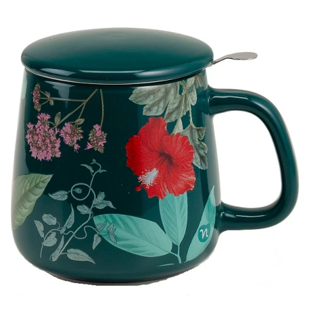 Neavita Infusiera in ceramica Herbarium con filtro in Acciaio Verde 400 ml- edizione limitata