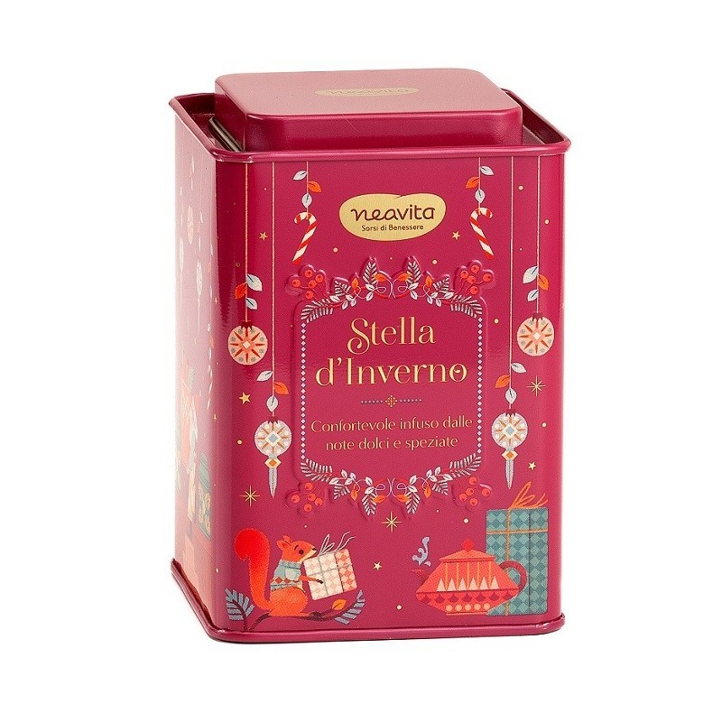 Neavita Infuso Stella d'Inverno in Square Tin Rosso di Natale 12 Filtroscrigno- edizione limitata