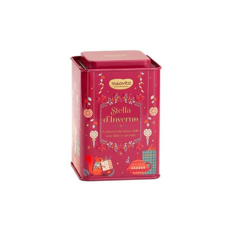 Neavita Infuso 12 Filtroscrigno Stella d'Inverno Silver Tin Rossa Natalizia