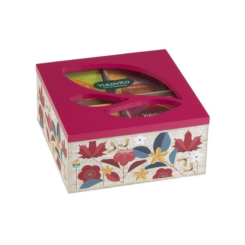Neavita Collection 30 Infusi e Tisane Miste Bio in Cofanetto di Legno Rosso