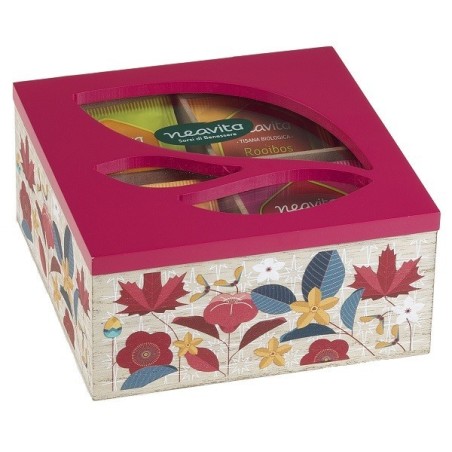 Neavita Collection 30 Infusi e Tisane Miste Bio in Cofanetto di Legno Rosso