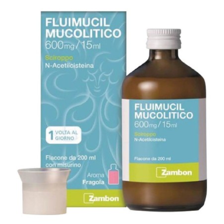 Fluimucil Sciroppo Mucolitico 600mg/ 15 ml 200 ml gusto Fragola