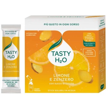 Tasty H2O Limone e Zenzero 12 Stick con Succo di Limone con Edulcoranti