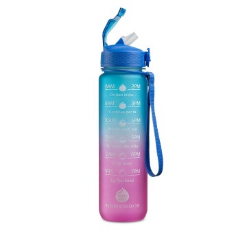 Tasty H2O Bottiglia Motivazionale colore Rosa/Azzurra 1 Litro