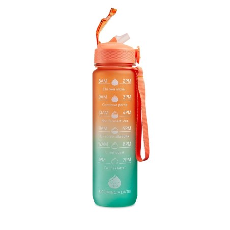 Tasty H2O Bottiglia Motivazionale colore Arancione e Verde 1 Litro