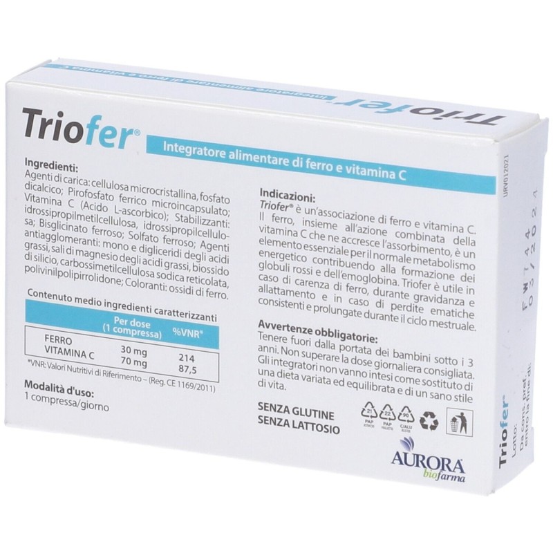 Triofer 30 Compresse integratore di Ferro e Vitamina C