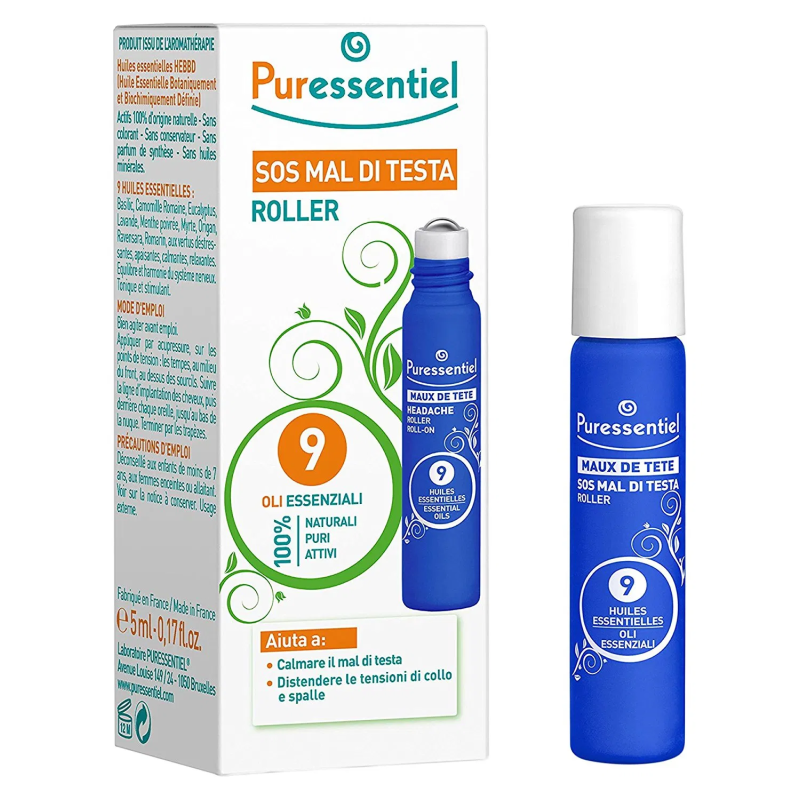 Puressentiel SOS Roller Mal di Testa 5 ml- sollievo immediato