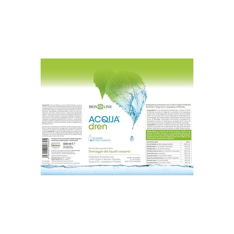 Biosline integratore Acquadren drenante e depurativo