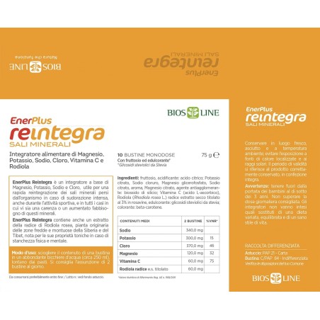 Biosline Integratore EnerPlus Reintegra Sali Minerali senza glutine, senza lattosio