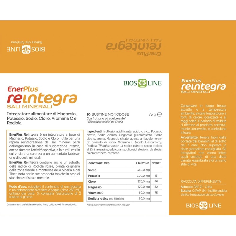 EnerPlus Reintegra: Integratore di Sali Minerali 20 bustine Bios Line