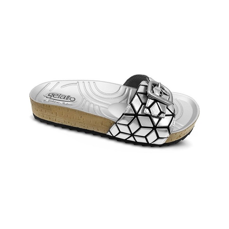 Gelatto Woodstock Pixel Ciabette estive Donna Colore Silver Misura 37-38