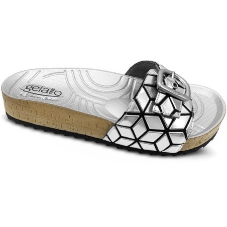 Gelatto Woodstock Pixel Ciabette estive Donna Colore Silver Misura 37-38