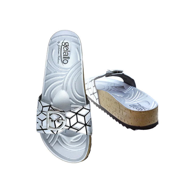 Gelatto Woodstock Pixel Ciabette estive Donna Colore Silver Misura 37-38