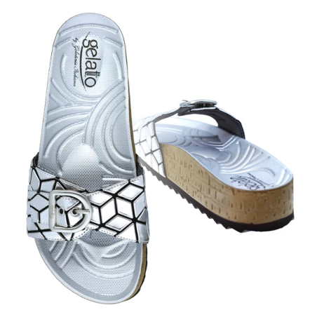 Gelatto Woodstock Pixel Ciabette estive Donna Colore Silver Misura 37-38